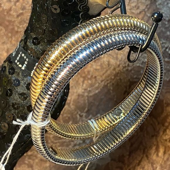 NWT SLEEK SNAKE DESIGN SILVER EMBRACEABLE BRACELET MIX MATCH 80’s LOOK - Picture 5 of 9